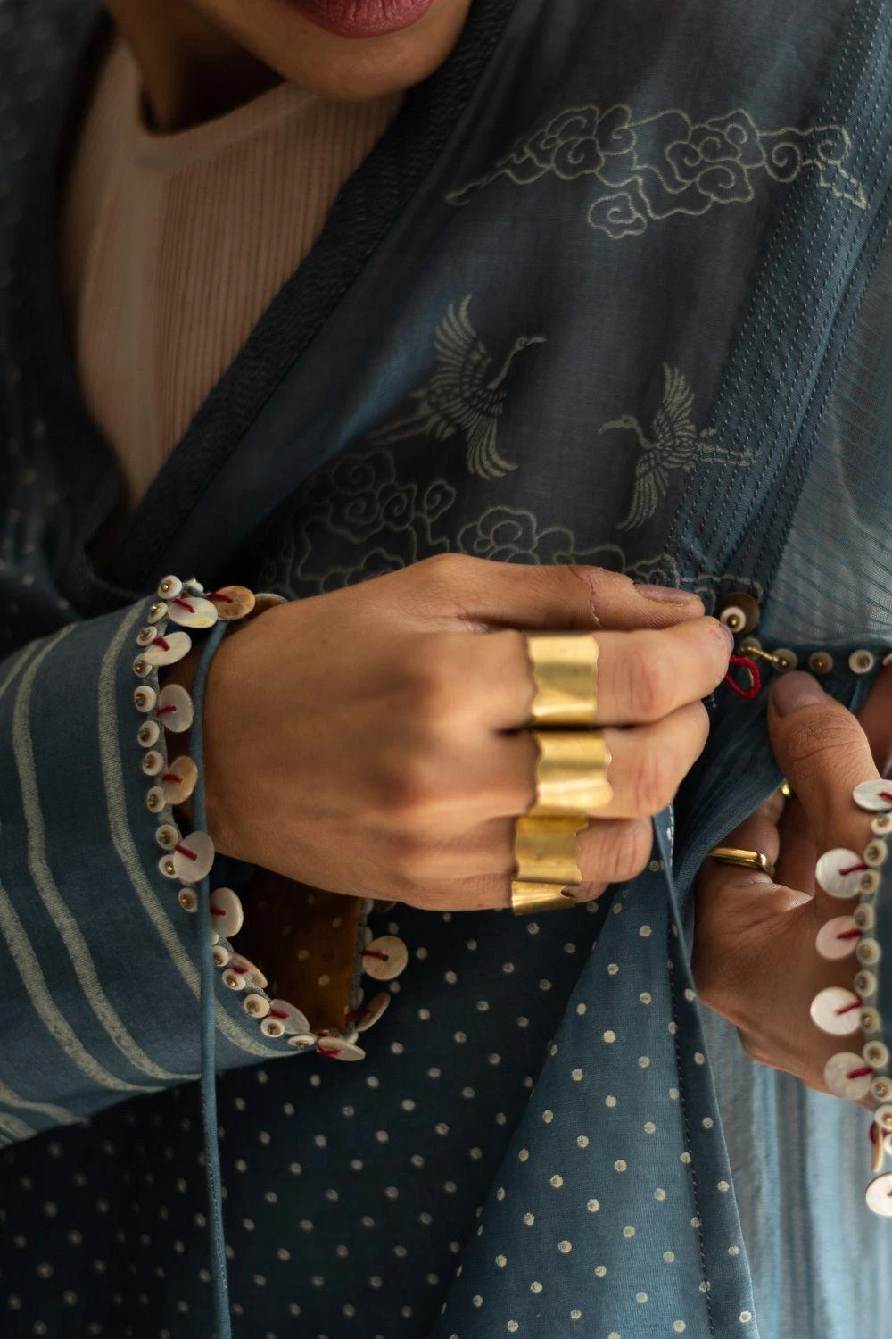 Swatti Kapoor Indigo Hand-block Printed Overlay 4 Swatti Kapoor Indigo Hand-block Printed Overlay - Image 4