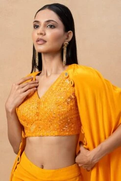 Arpita Mehta Orange Embellished Cape Set 8 Arpita Mehta Orange Embellished Cape Set -Inca Style Shop 23623ams6 4