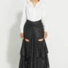 431-88 By Shweta Kapur Black Jersey Draped Ruffle Skirt
