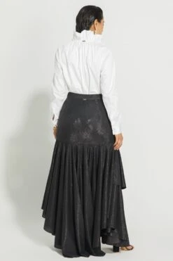 431-88 By Shweta Kapur Black Jersey Draped Ruffle Skirt -Inca Style Shop 23new18 3