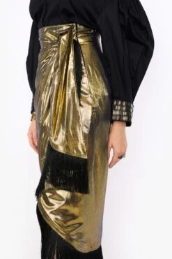 Heirloom By Rara Avis Antique Gold Metallic Wrap Skirt -Inca Style Shop 23rh9 3