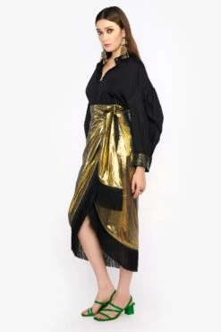 Heirloom By Rara Avis Antique Gold Metallic Wrap Skirt -Inca Style Shop 23rh9 4