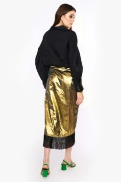 Heirloom By Rara Avis Antique Gold Metallic Wrap Skirt -Inca Style Shop 23rh9 5