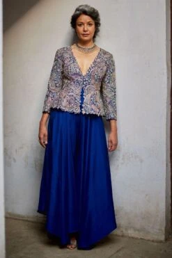 Mrunalini Rao Blue Alka Jacket Set