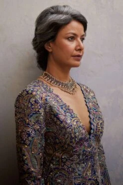 Mrunalini Rao Blue Alka Jacket Set -Inca Style Shop 24423mrr18 3