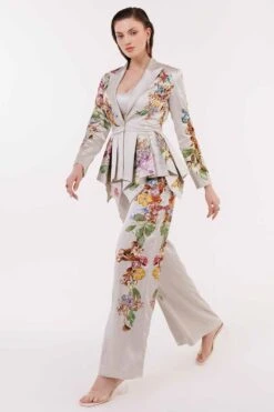 Eeksha Ash Grey Hand Embellished Blazer Set