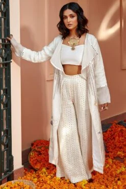 Twenty Nine White Overlay Frog Jacket & Pants Set