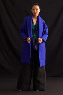 Amrich Keiko Blue Quilted Oversized Coat