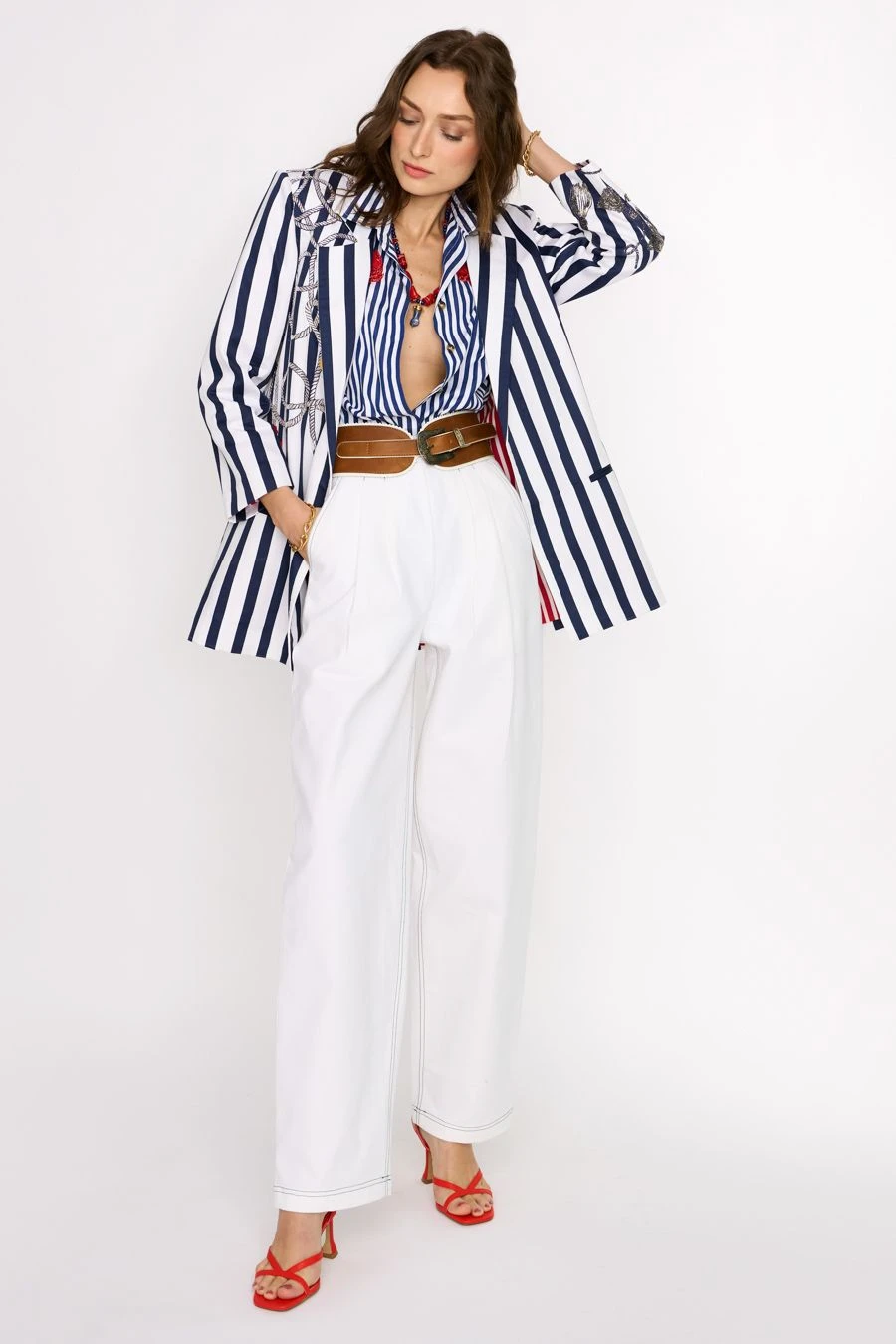 Rara Avis Navy & White Hand Embellished Blazer 1 Rara Avis Navy & White Hand Embellished Blazer