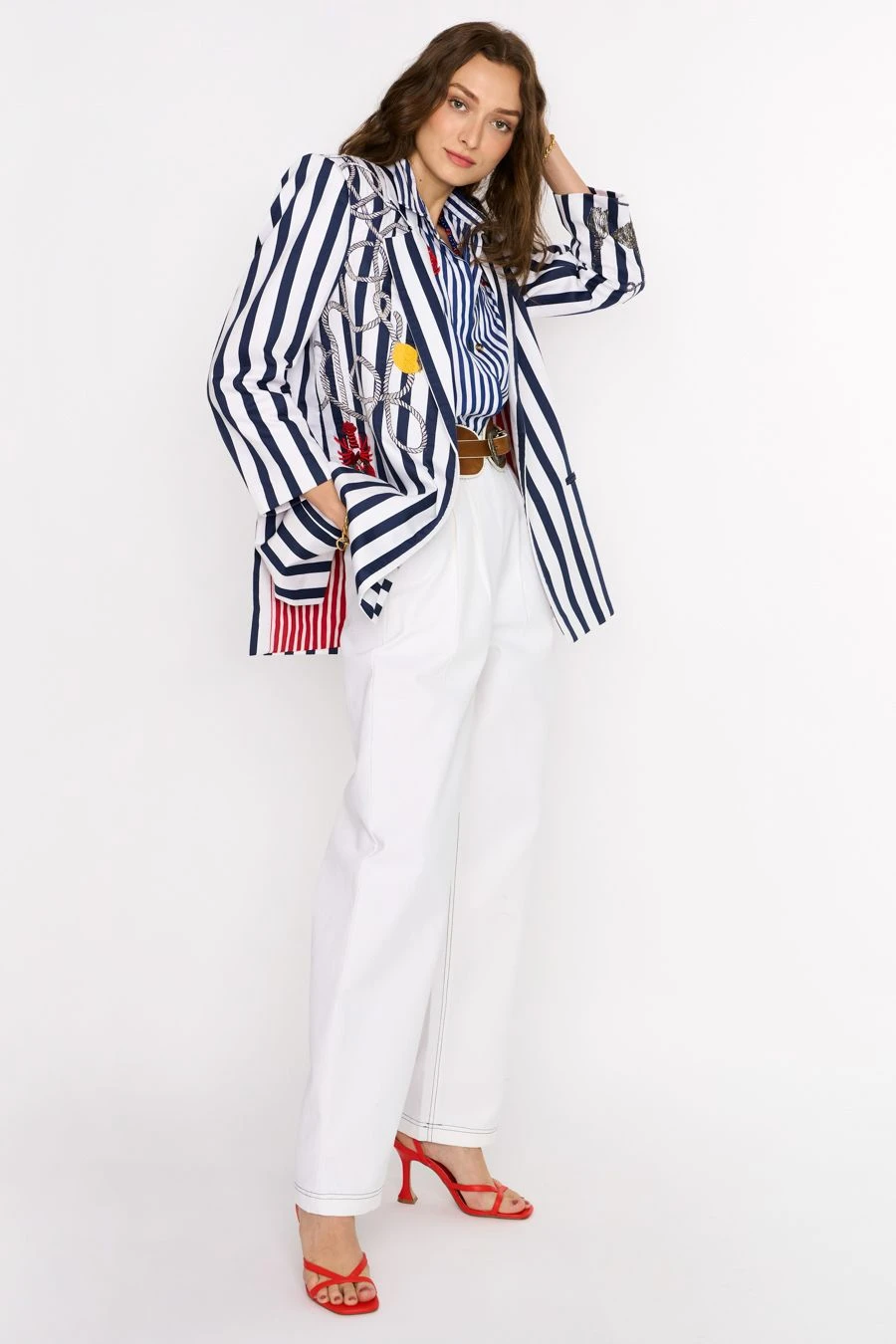 Rara Avis Navy & White Hand Embellished Blazer 2 Rara Avis Navy & White Hand Embellished Blazer - Image 2
