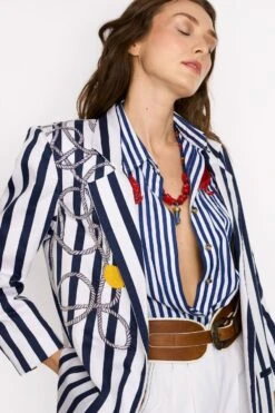 Rara Avis Navy & White Hand Embellished Blazer 8 Rara Avis Navy & White Hand Embellished Blazer -Inca Style Shop 25ra1 4