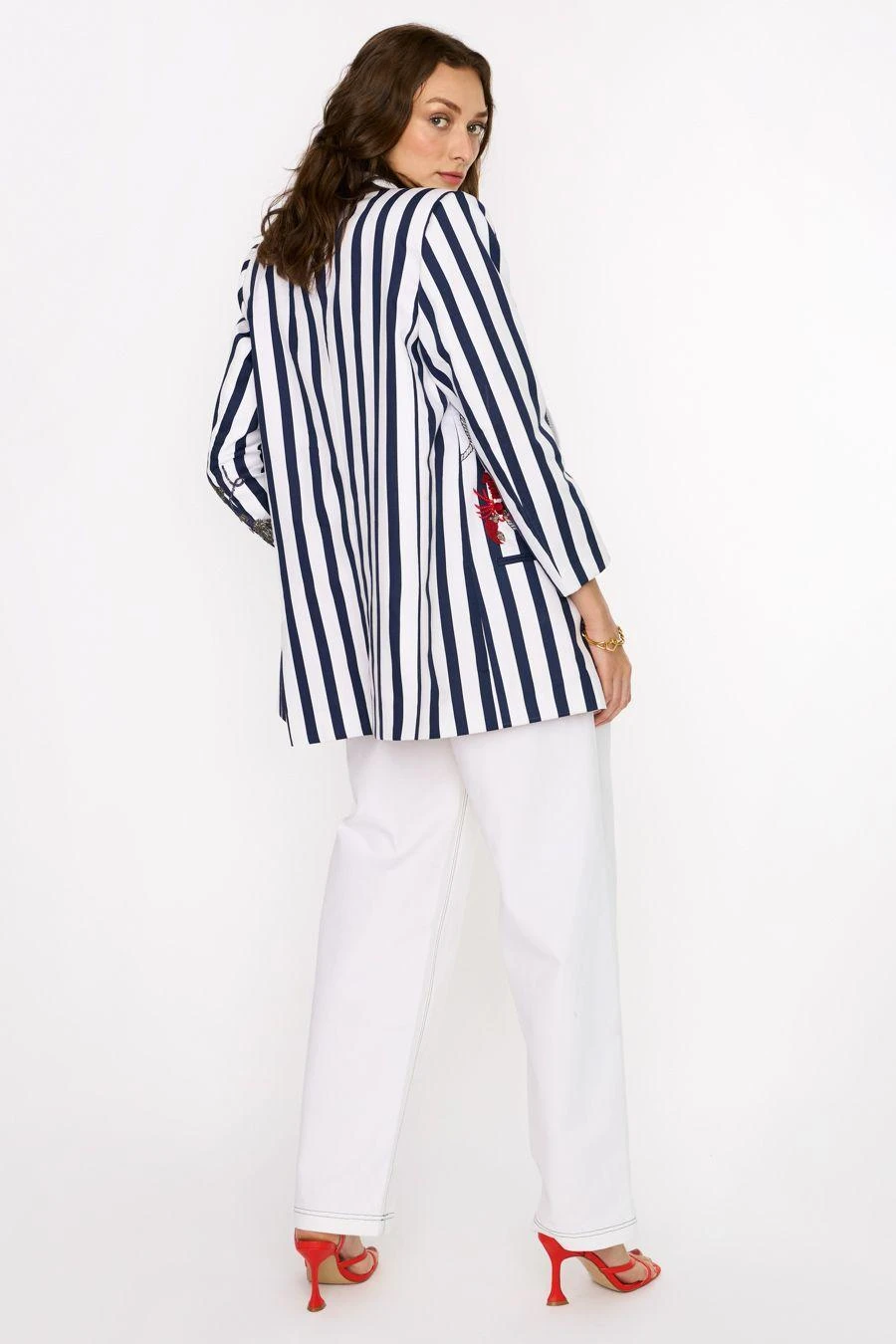 Rara Avis Navy & White Hand Embellished Blazer 5 Rara Avis Navy & White Hand Embellished Blazer - Image 5