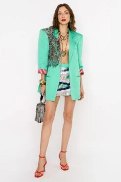 Rara Avis Aqua Green Hand Embellished Blazer