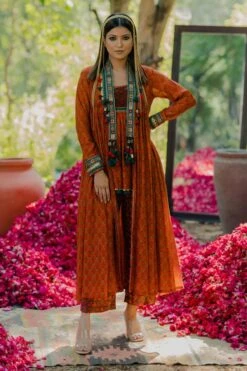 Pooja Keyur Mustard Aari Embroidered Overlay