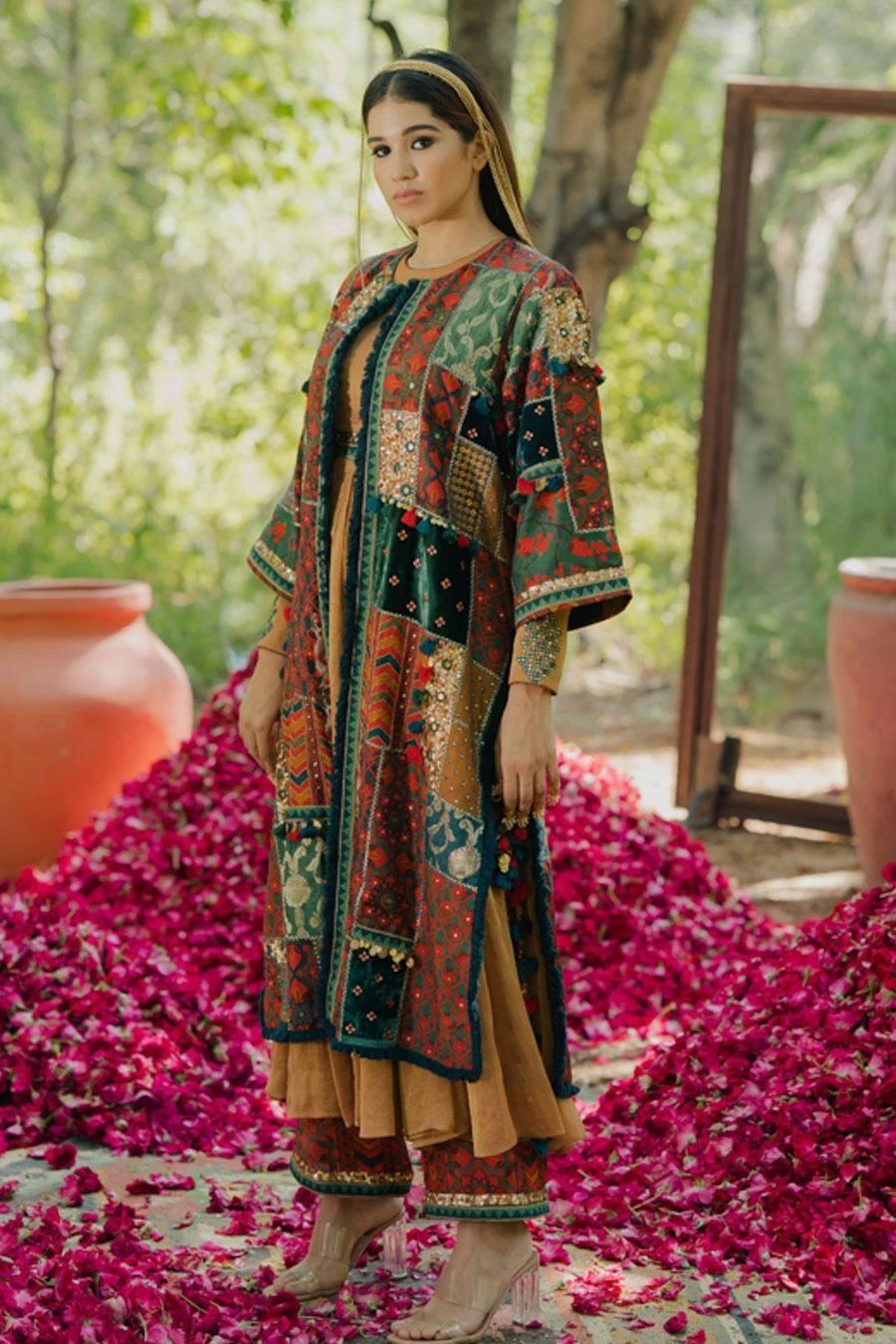 Pooja Keyur Green Meraki Patchwork Jacket 2 Pooja Keyur Green Meraki Patchwork Jacket - Image 2