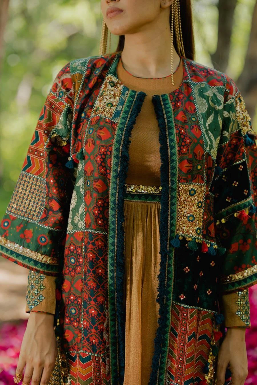 Pooja Keyur Green Meraki Patchwork Jacket 4 Pooja Keyur Green Meraki Patchwork Jacket - Image 4