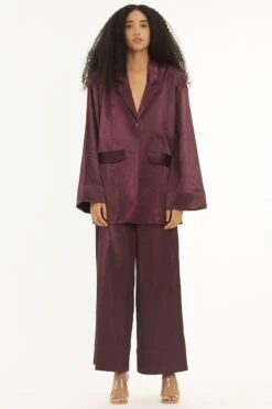 Three Wine Satin Lycra Jacket