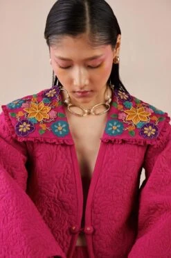 Chandrima Fuchsia Quilted And Embroidered Jacket 6 Chandrima Fuchsia Quilted And Embroidered Jacket -Inca Style Shop 2811cha17 3