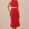 Chandrima Red Quilted Pencil Skirt