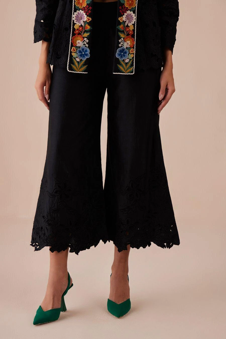 Chandrima Black Cutwork Culottes 2 Chandrima Black Cutwork Culottes - Image 2