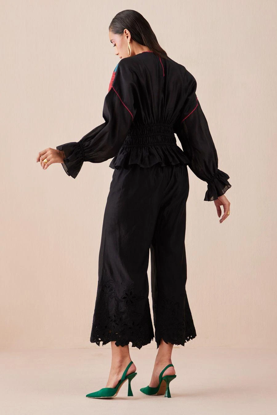 Chandrima Black Cutwork Culottes 3 Chandrima Black Cutwork Culottes - Image 3