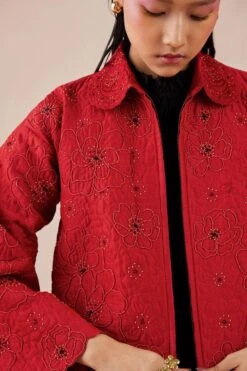 Chandrima Red Poppy Quilted Drop Shoulder Jacket -Inca Style Shop 2811cha8 3