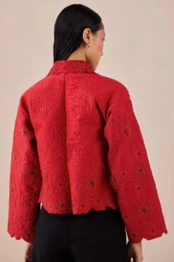 Chandrima Red Poppy Quilted Drop Shoulder Jacket -Inca Style Shop 2811cha8 4