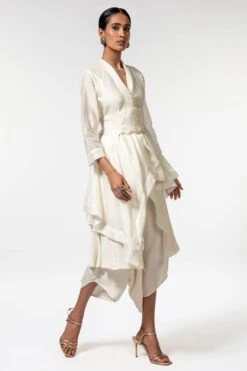 Aikeyah Ivory Asymmetric Jacket Set With Quilted Belt -Inca Style Shop 287aikeyah12 3