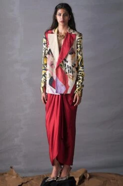 AK-OK By Anamika Khanna Red Embellished Blazer