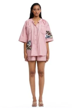 Kanika Goyal Label Pink Solid Boxy Shorts