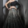 Rohit Gandhi + Rahul Khanna Black Ombre Embellished Lehenga Set