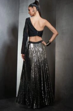 Rohit Gandhi + Rahul Khanna Black Ombre Embellished Lehenga Set -Inca Style Shop 3011rr02 5