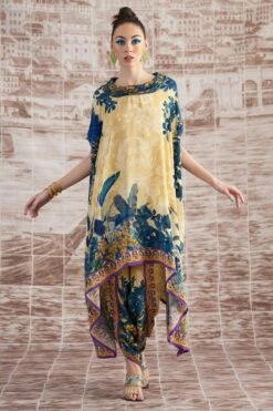 Rajdeep Ranawat Mustard Floral Printed Dhoti Pant