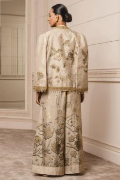 Tarun Tahiliani Gold Printed Velvet Jacket Set -Inca Style Shop 312tt13 3