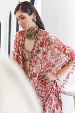 Ridhima Bhasin Amara 3-D Floral Embellished Cape Set 7 Ridhima Bhasin Amara 3-D Floral Embellished Cape Set -Inca Style Shop 31723rb12 3
