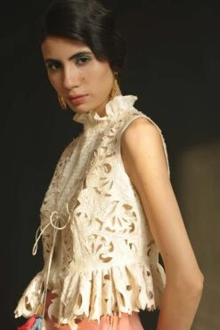 Chandrima Chanderi Ruffled Waistcoat -Inca Style Shop 319639 3