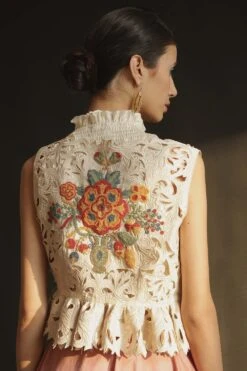 Chandrima Chanderi Ruffled Waistcoat -Inca Style Shop 319639 4