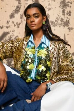 Rara Avis Gold Jacquard Leopard Weave Overlay -Inca Style Shop 3823ra10 3