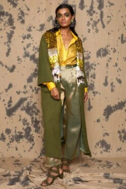 Rara Avis Gold Metallic Pleated Pants