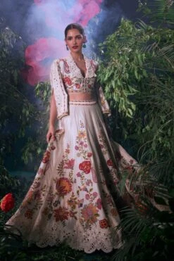 Chandrima Ivory Embroidered Bolero Jacket