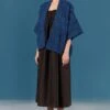 ILK Teal Blue Smocked Cape Jacket