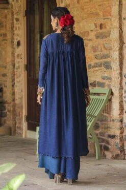 Niti Bothra Regal Blue Zardozi Paisley Jacket-dress Set -Inca Style Shop 41223nb6 6