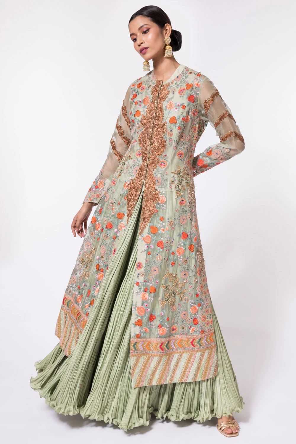 Debyani Organza Embroidered Jacket With Lehenga Set 3 Debyani Organza Embroidered Jacket With Lehenga Set - Image 3