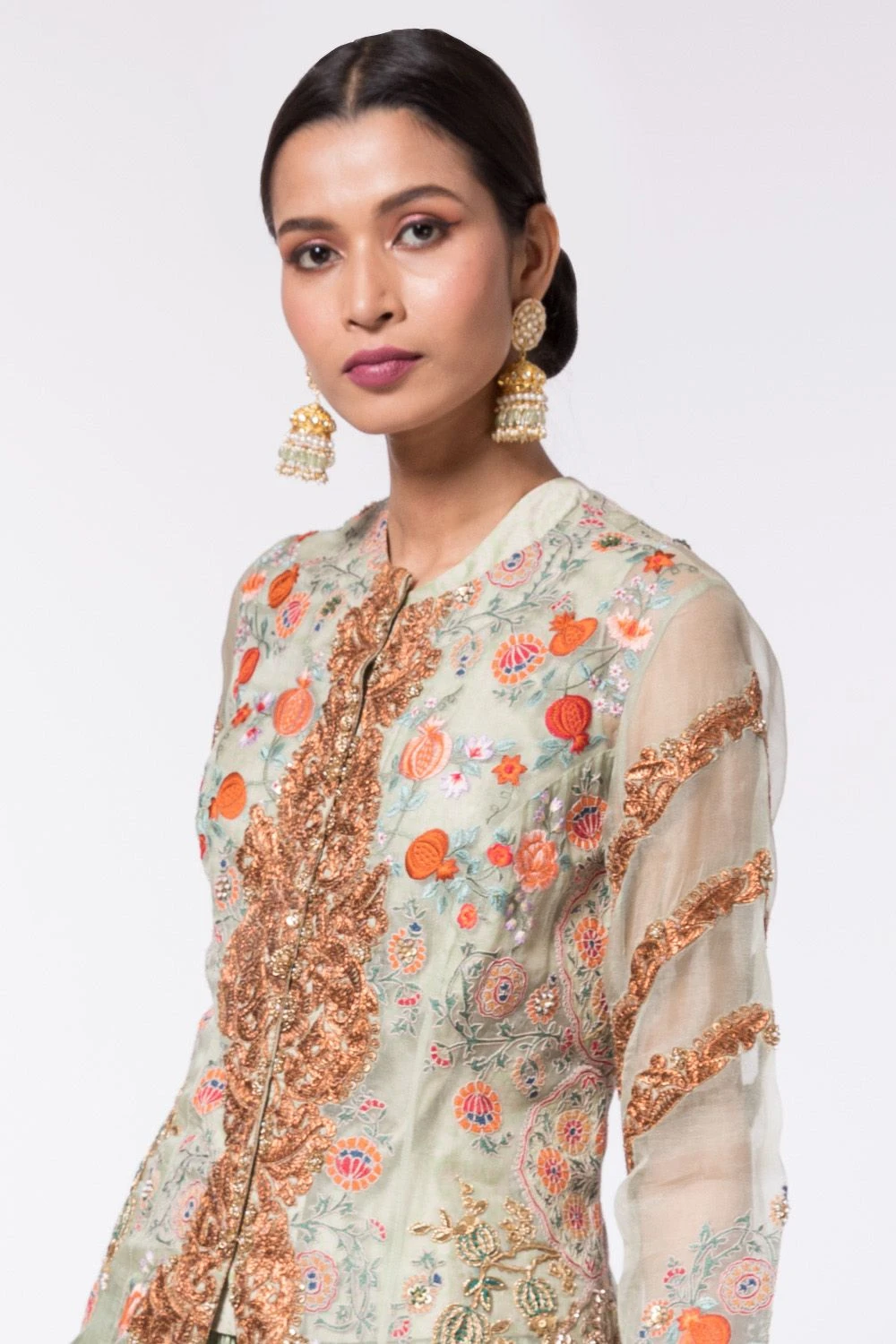 Debyani Organza Embroidered Jacket With Lehenga Set 5 Debyani Organza Embroidered Jacket With Lehenga Set - Image 5