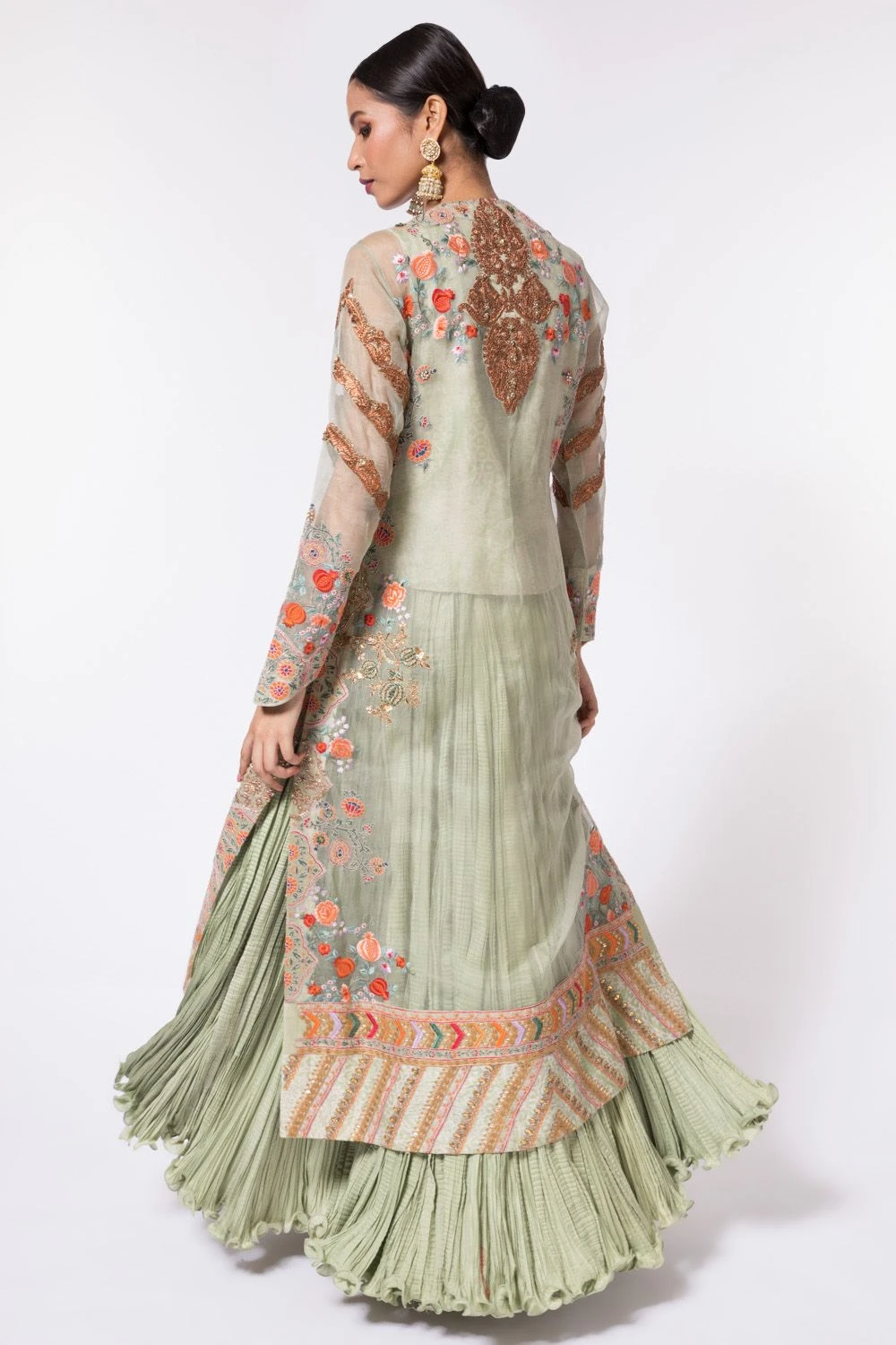 Debyani Organza Embroidered Jacket With Lehenga Set 6 Debyani Organza Embroidered Jacket With Lehenga Set - Image 6