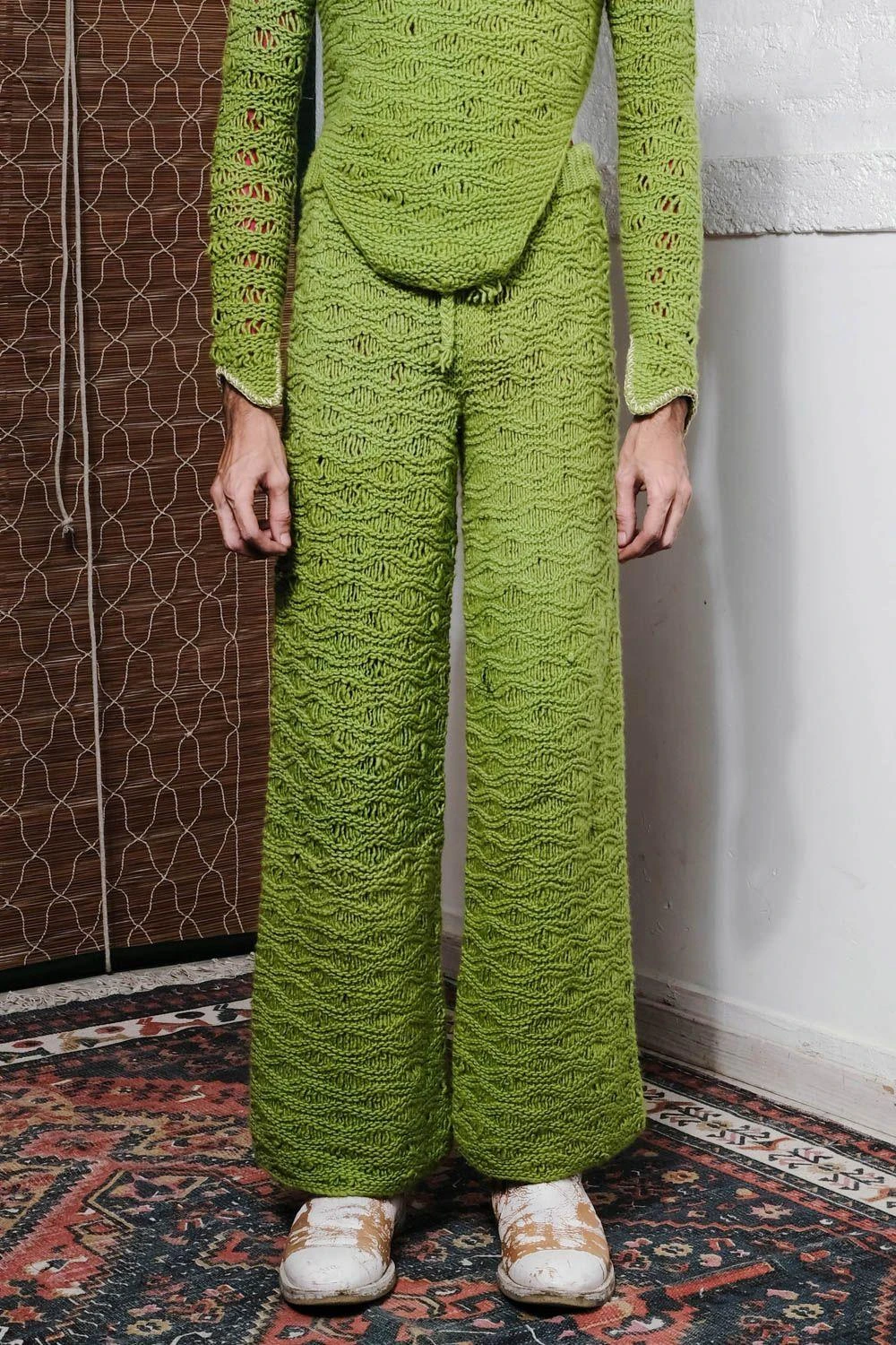 QUOD Bright Lime Knot-Tie Knitted Loop Pant 2 QUOD Bright Lime Knot-Tie Knitted Loop Pant - Image 2