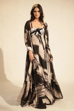 Nikita Mhaisalkar Black & White Stroke Print Jacket