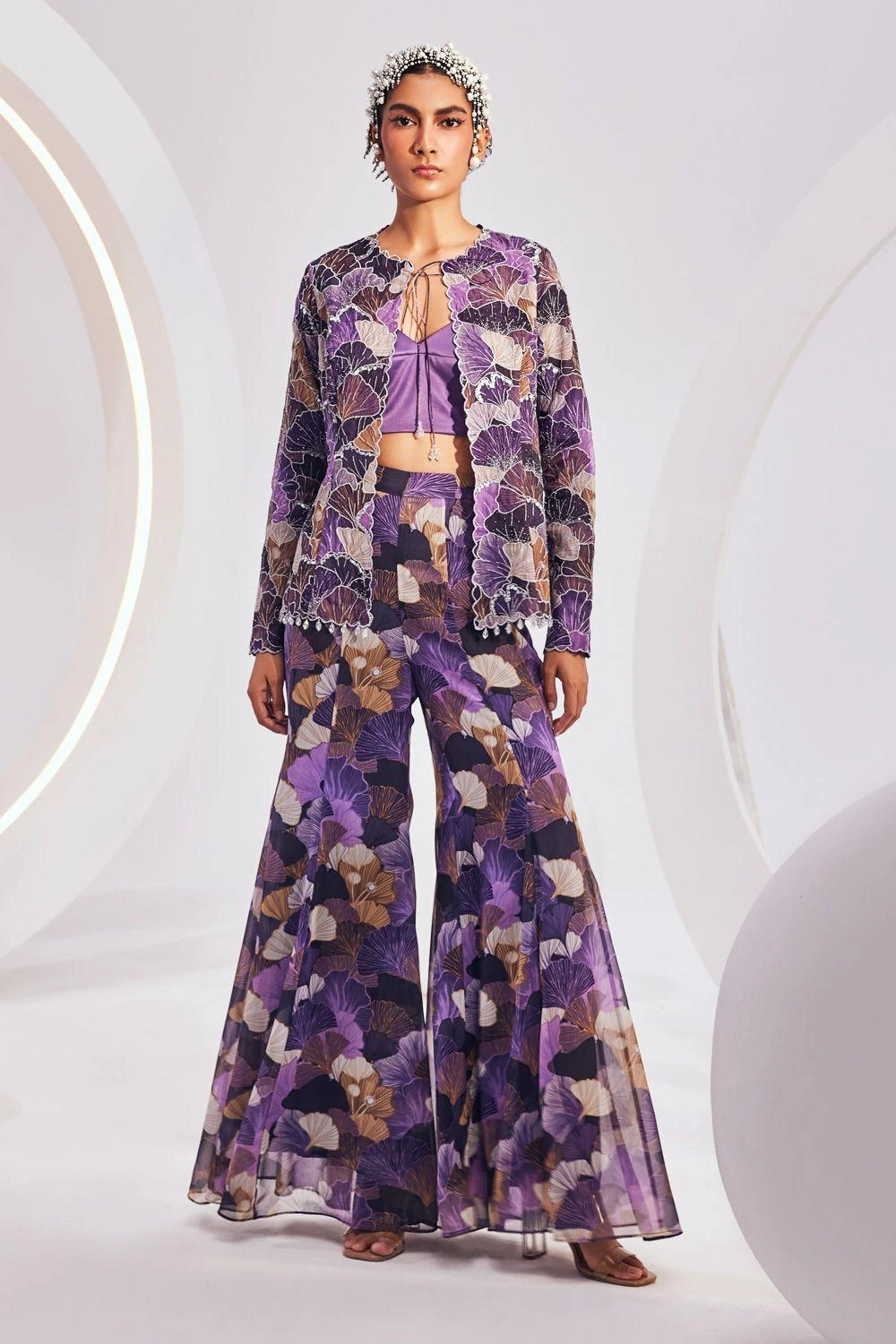 Divya Aggarwal Muriel Royal Purple Floral Printed Jacket Set 1 Divya Aggarwal Muriel Royal Purple Floral Printed Jacket Set