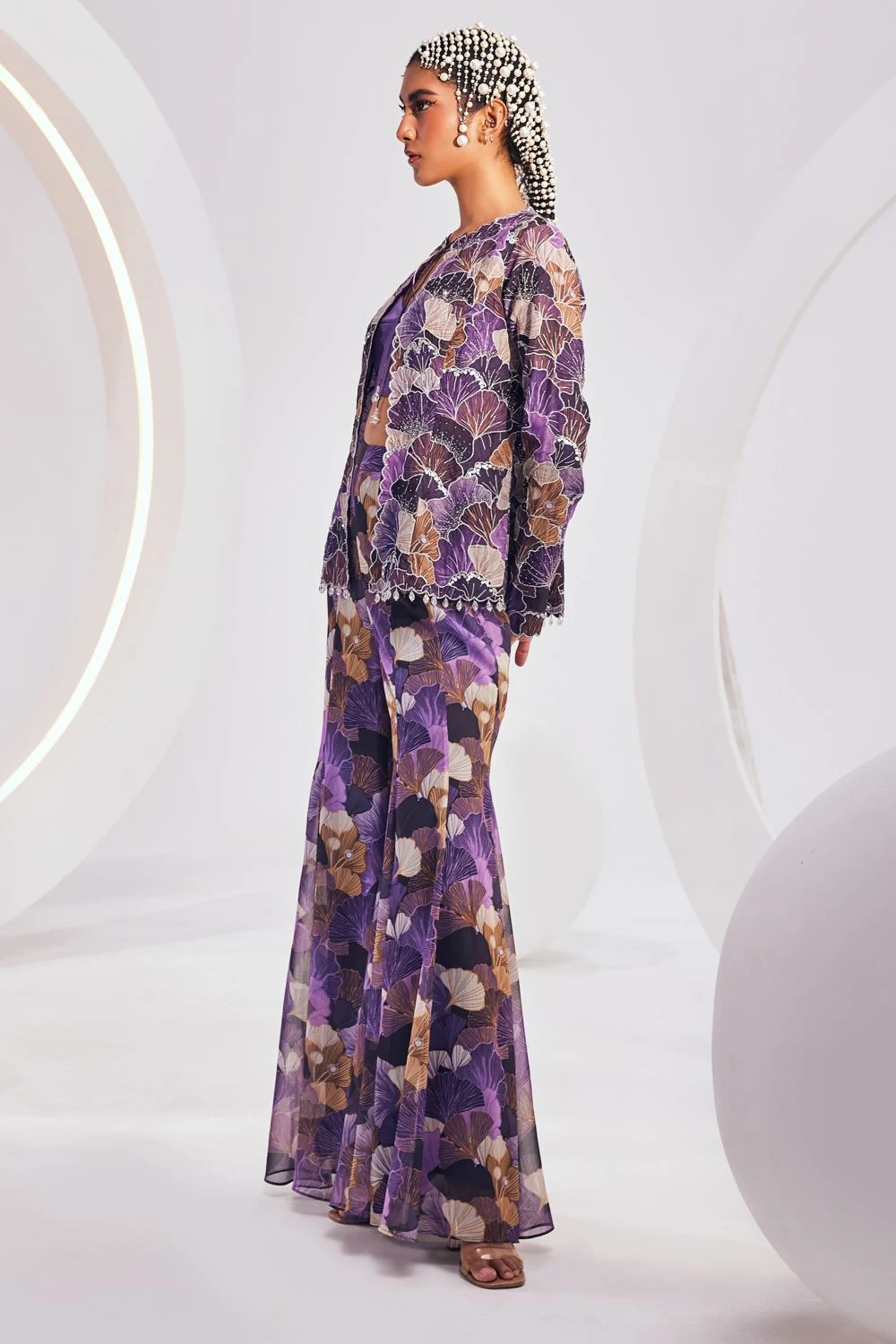 Divya Aggarwal Muriel Royal Purple Floral Printed Jacket Set 2 Divya Aggarwal Muriel Royal Purple Floral Printed Jacket Set - Image 2