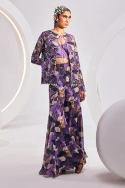Divya Aggarwal Muriel Royal Purple Floral Printed Jacket Set 7 Divya Aggarwal Muriel Royal Purple Floral Printed Jacket Set -Inca Style Shop 5124pu29 3